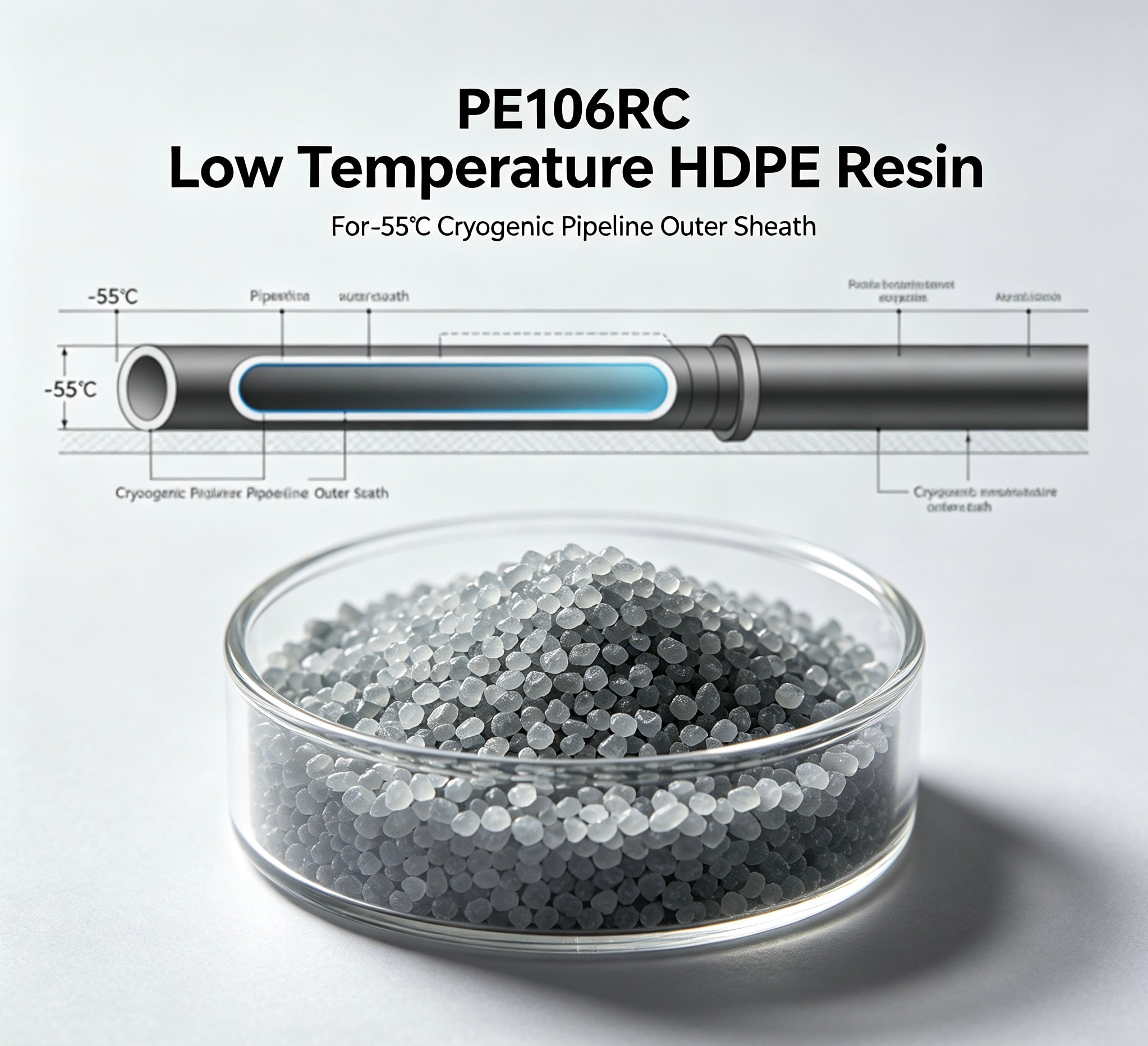 PE106RC Low Temperature HDPE Resin -55℃ for Cryogenic Pipeline Outer Sheath