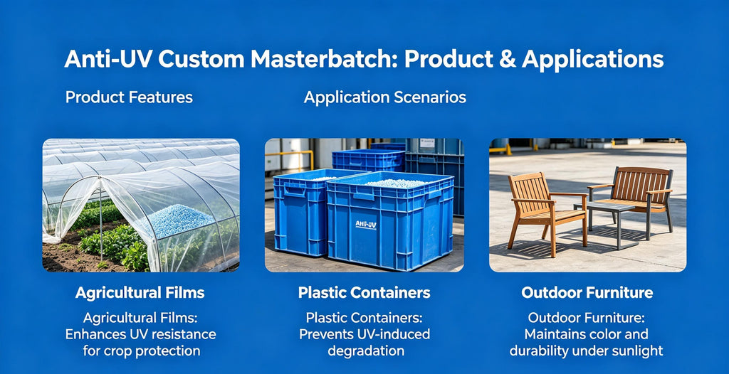 Custom Anti-UV Masterbatch UV Resistant Colorant for Outdoor Plastic Products Film Grade & Pipe Grade Applications