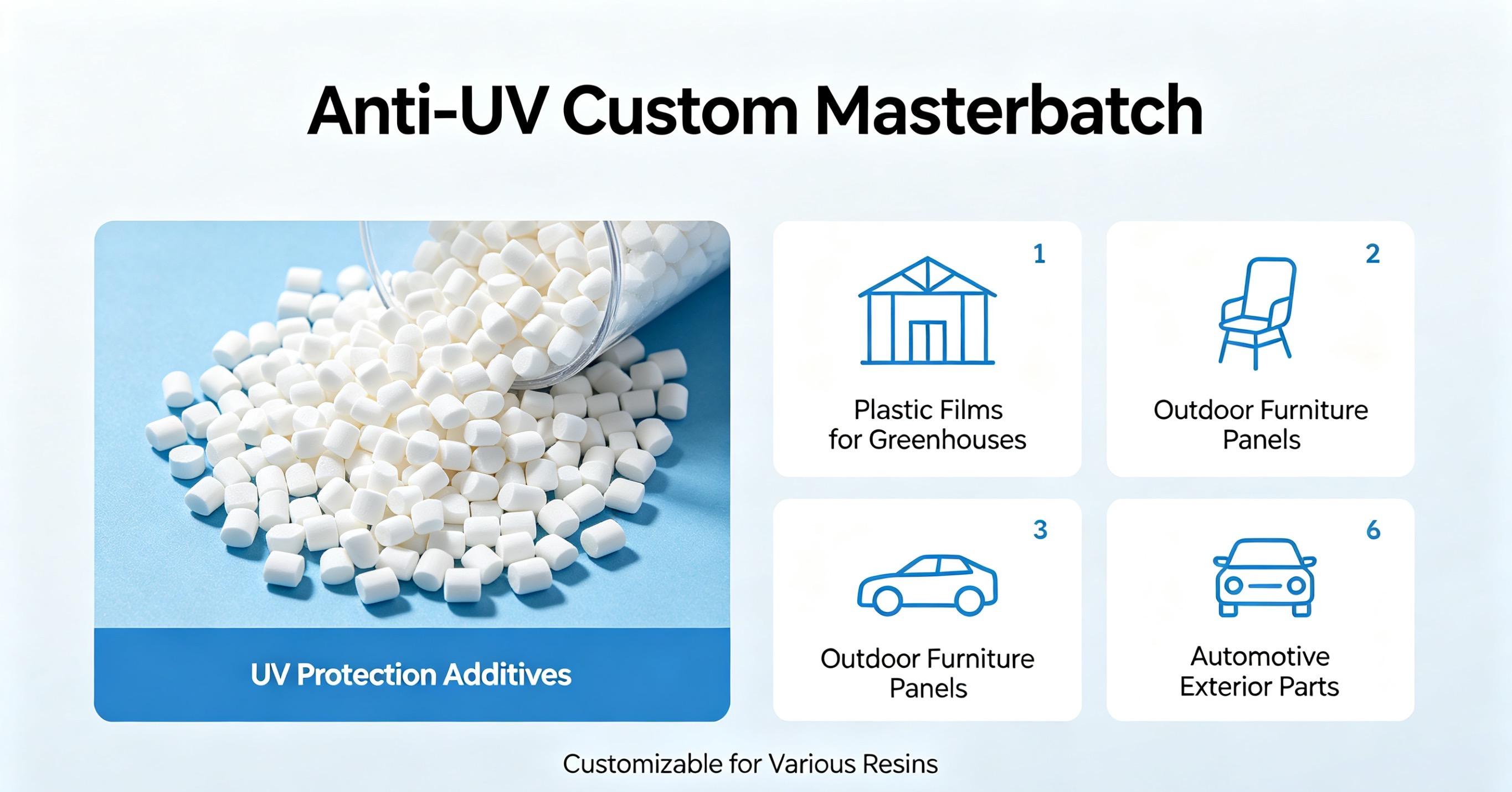 Custom Anti-UV Masterbatch UV Resistant Colorant for Outdoor Plastic Products Film Grade & Pipe Grade Applications