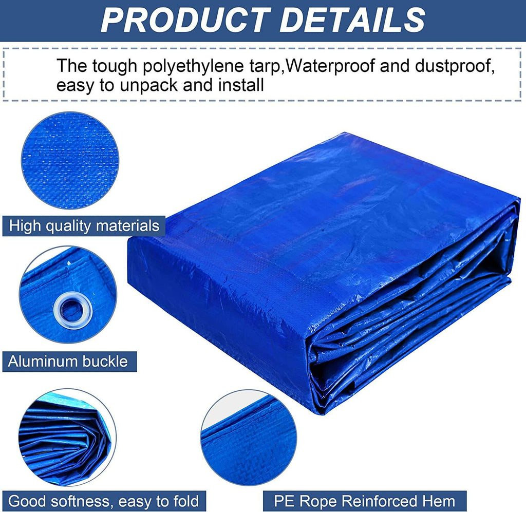 Meijv Blue PE Tarpaulin Waterproof UV Resistant for Outdoor Use