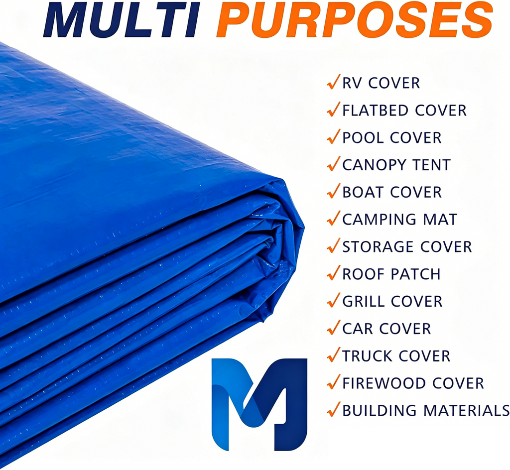 Meijv Blue PE Tarpaulin Waterproof UV Resistant for Outdoor Use